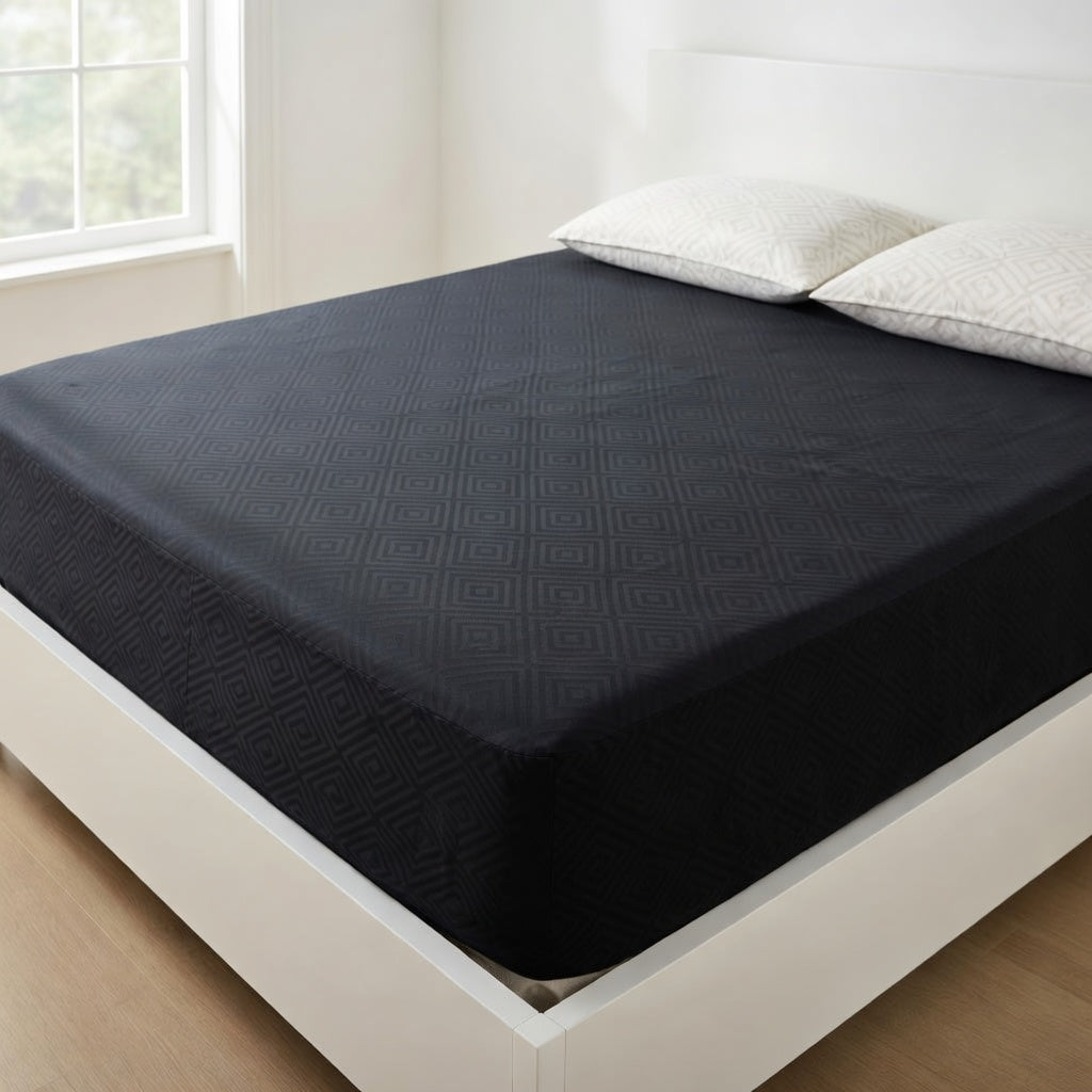 Drap Housse Noir Uni Coton Polyester Confort Absolu