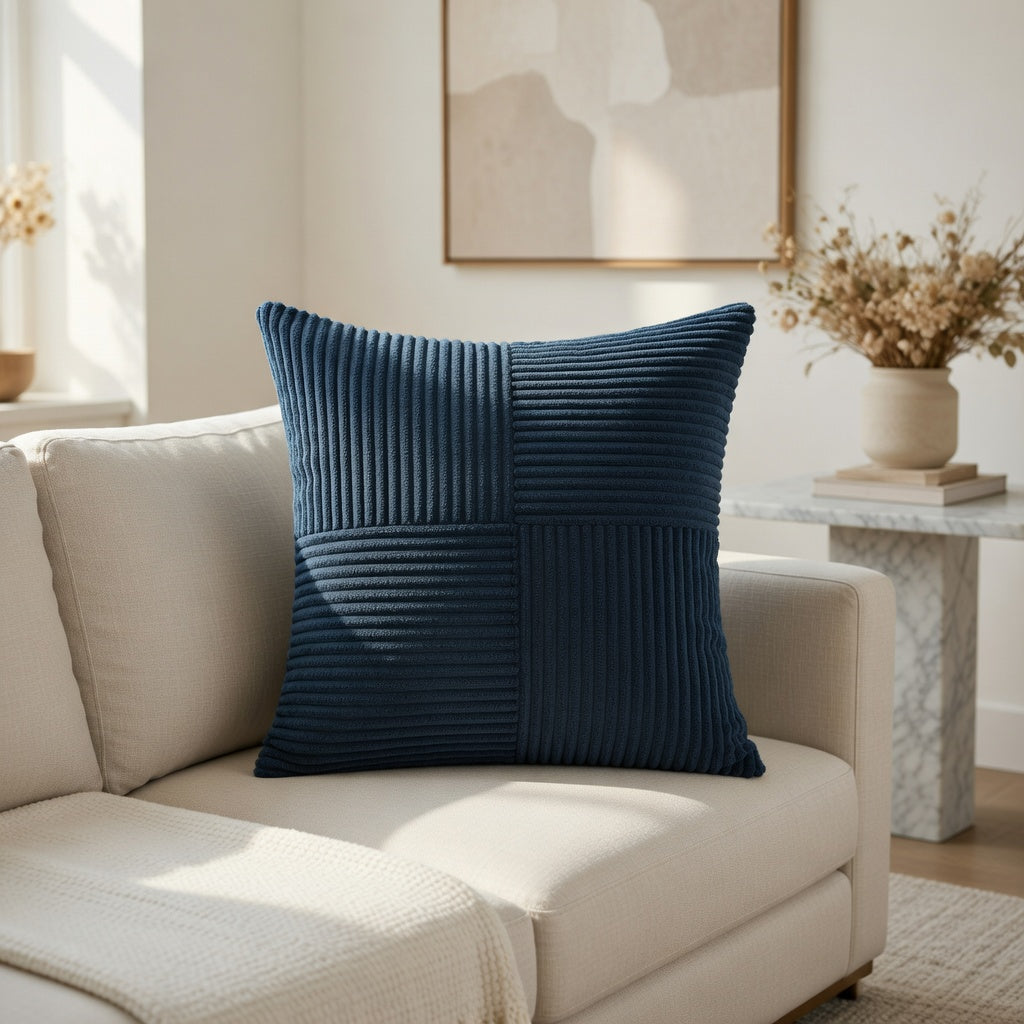 Housse de Coussin Corduroy Rayée Teal