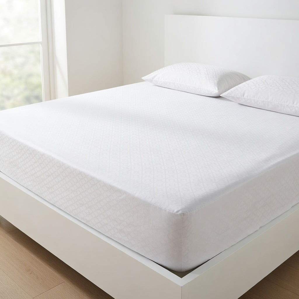 Drap Housse Coton Polyester Blanc Confort Absolu