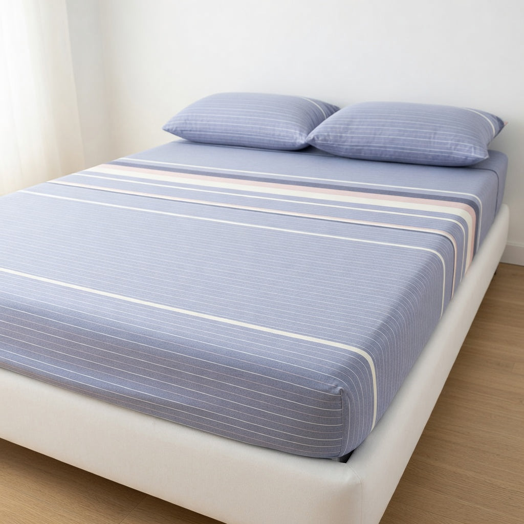 Drap Housse Coton Rayé pour Sommeil Doux et Luxueux