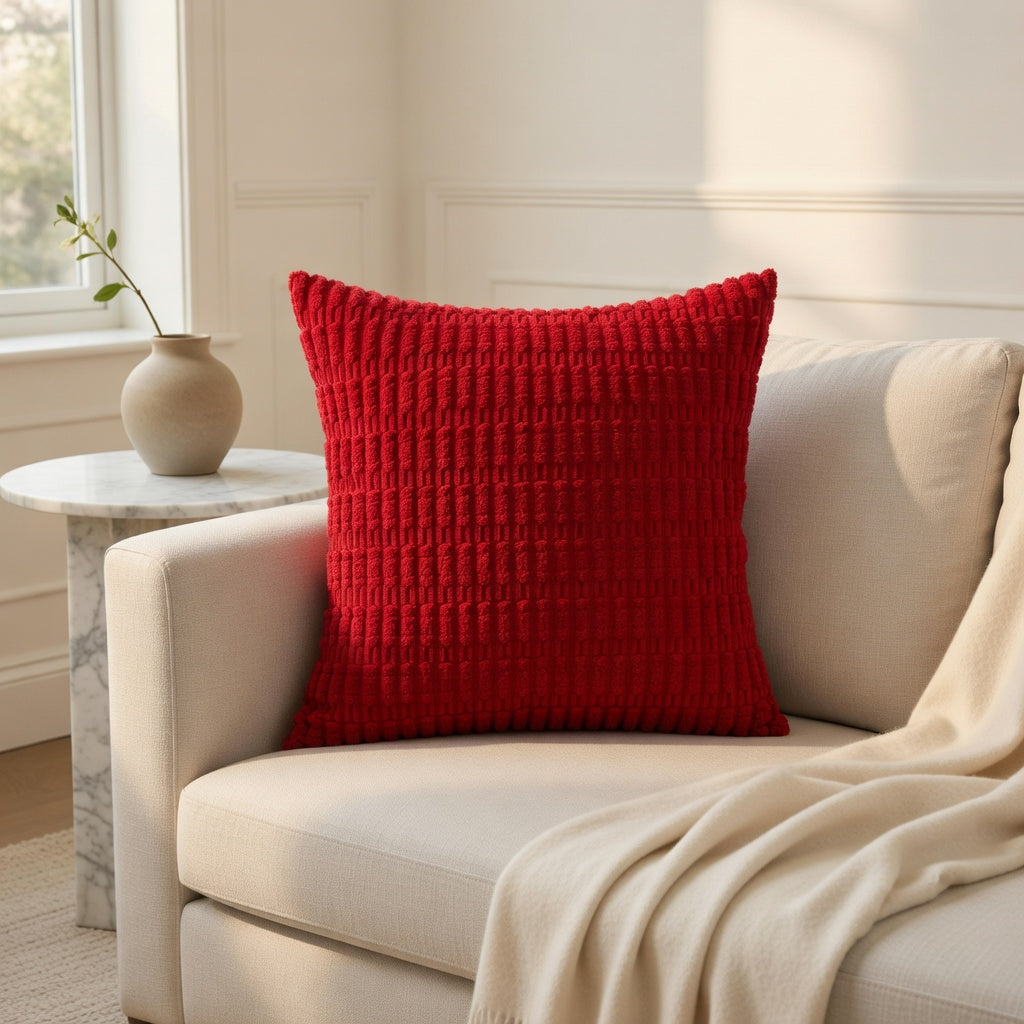 Housse de Coussin Velours Côtelé Boho Confort