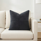 Housse de Coussin Rayée en Coton Corduroy