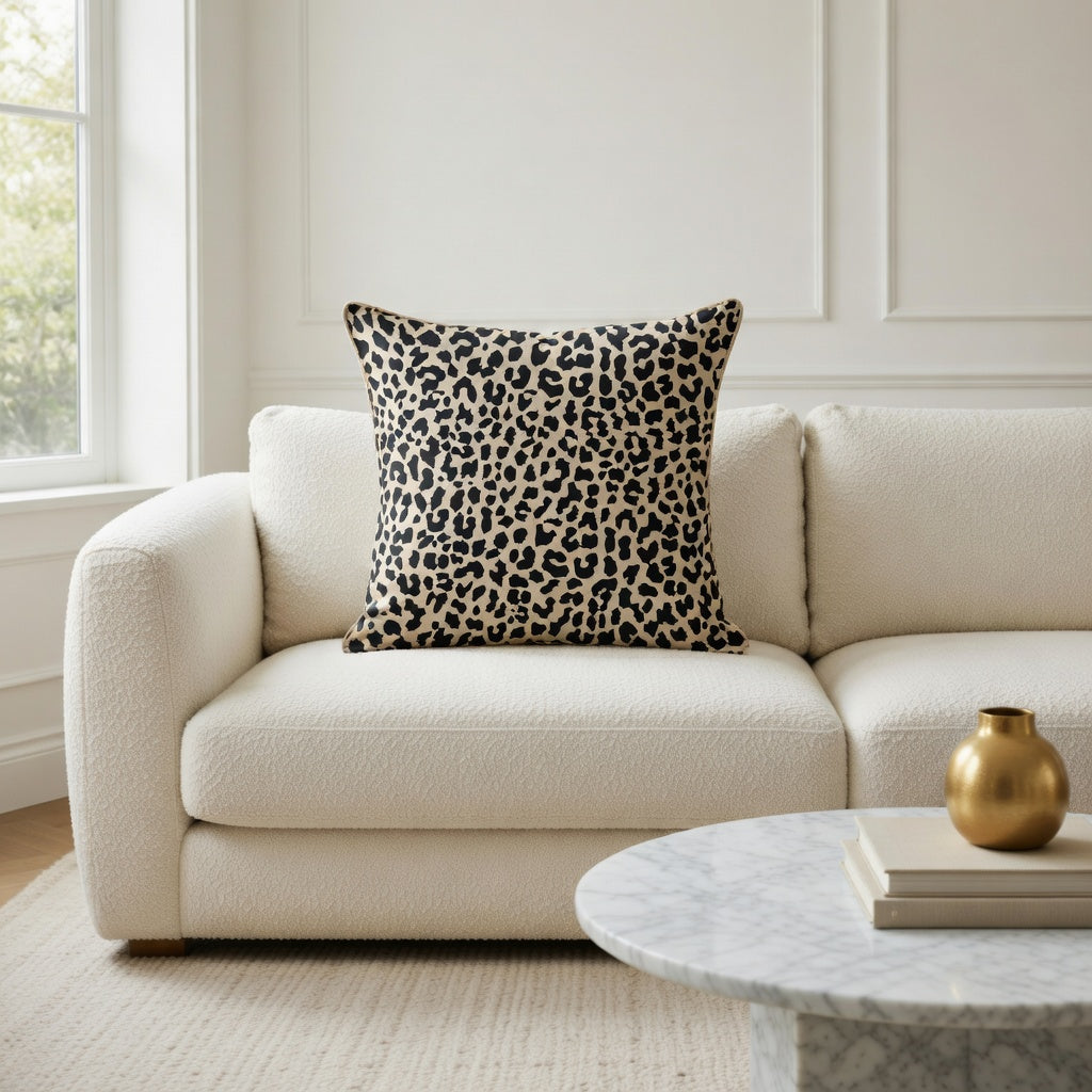 Housse de Coussin Imprimée Ethnique ou Léopard en Polyester