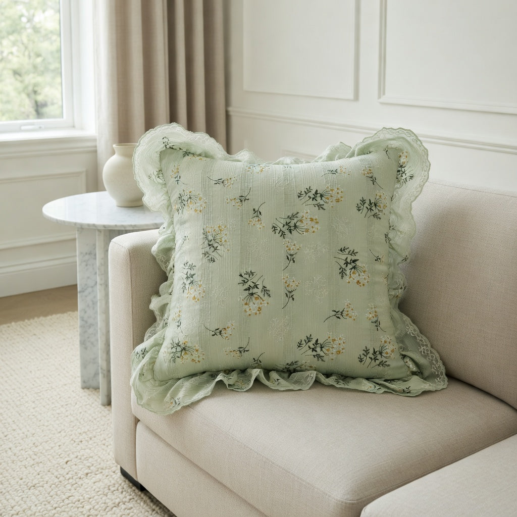 Housse de Coussin Fleuri en Coton Élégant