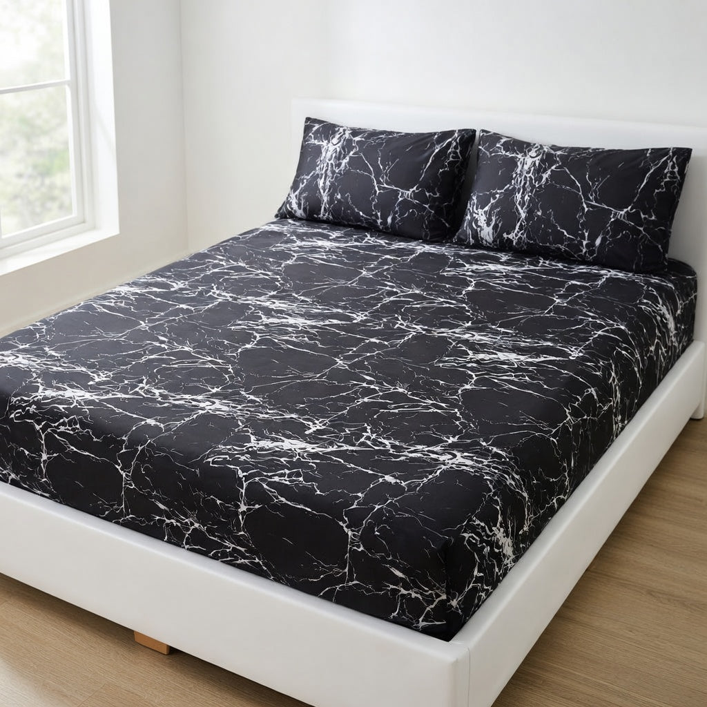 Drap Housse Polyester Motif Géométrique Confort Élégant
