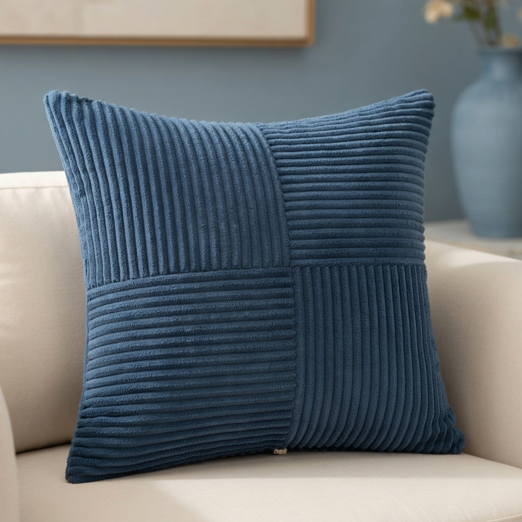 Housse de Coussin Corduroy Rayée Teal