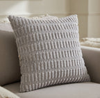 Housse de Coussin Velours Côtelé Douceur Grise