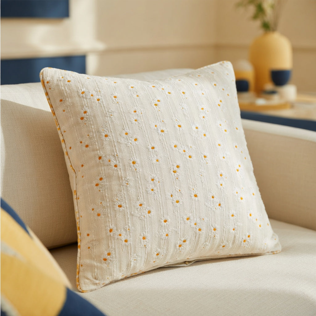 Housse de Coussin Coton Fleuri Premium - Douceur Naturelle