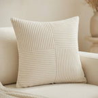 Housse de Coussin Rayée Velours Côtelé en Coton Premium