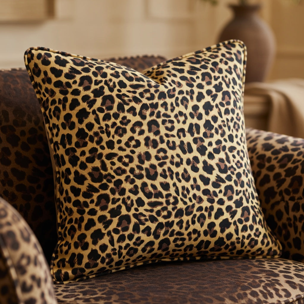 Housse de Coussin Léopard Polyester pour un Intérieur Raffiné
