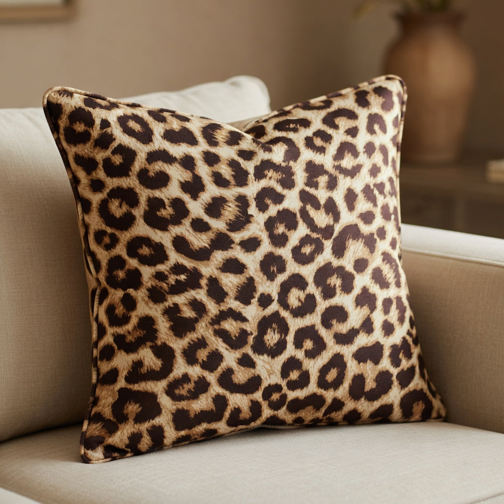 Housse de Coussin Léopard Polyester - Douceur et Raffinement