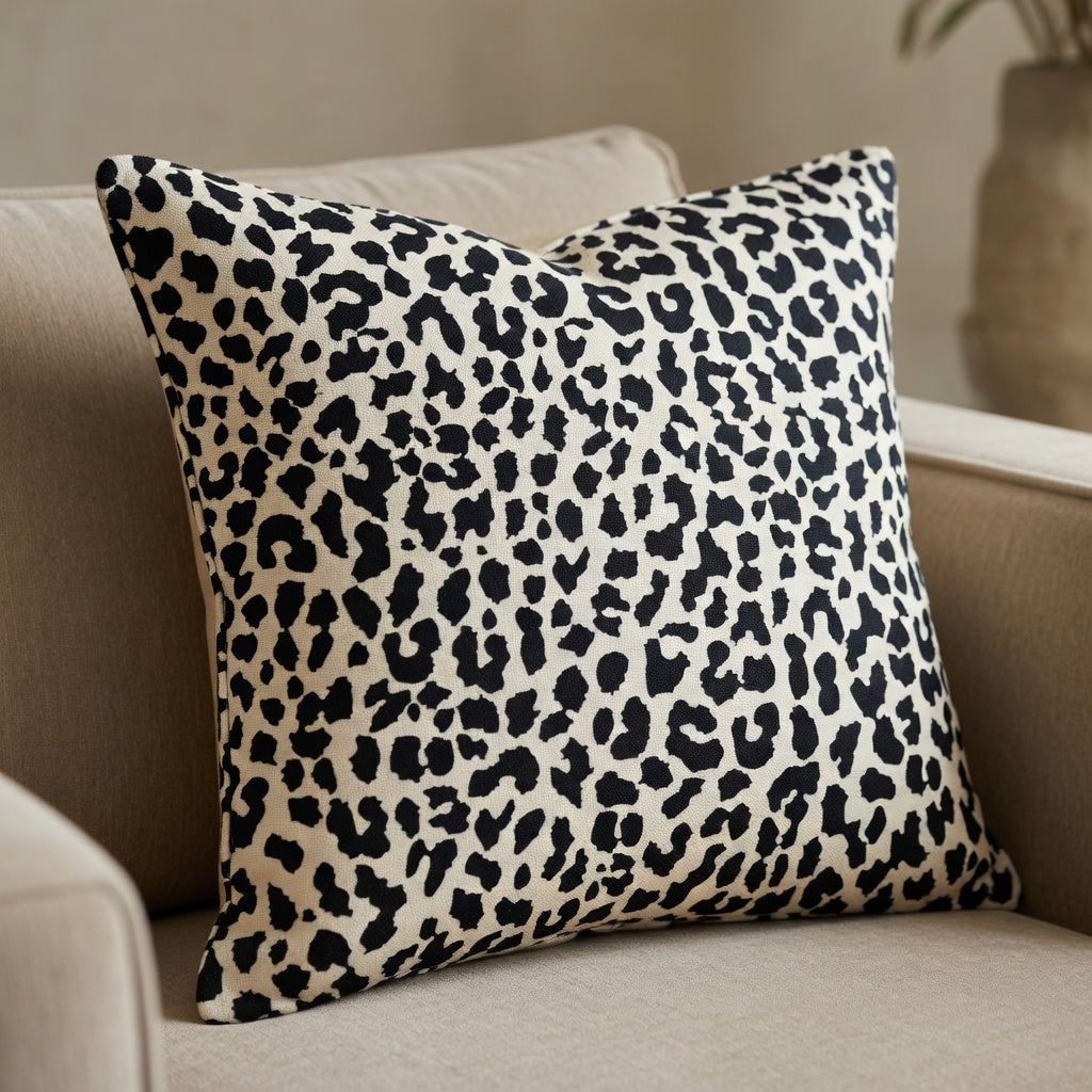 Housse de Coussin Imprimée Ethnique ou Léopard en Polyester