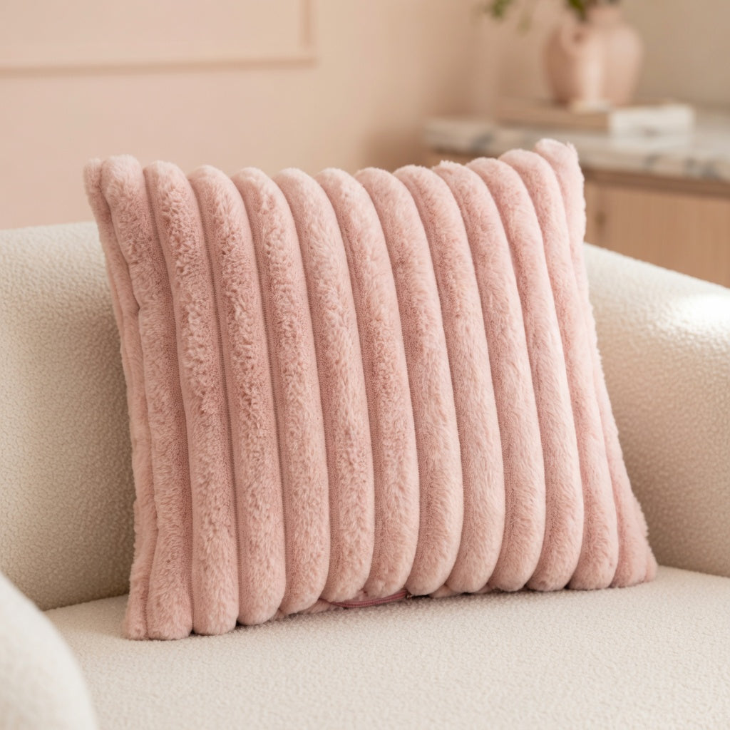 Housse de Coussin Tricotée Polyester Rose