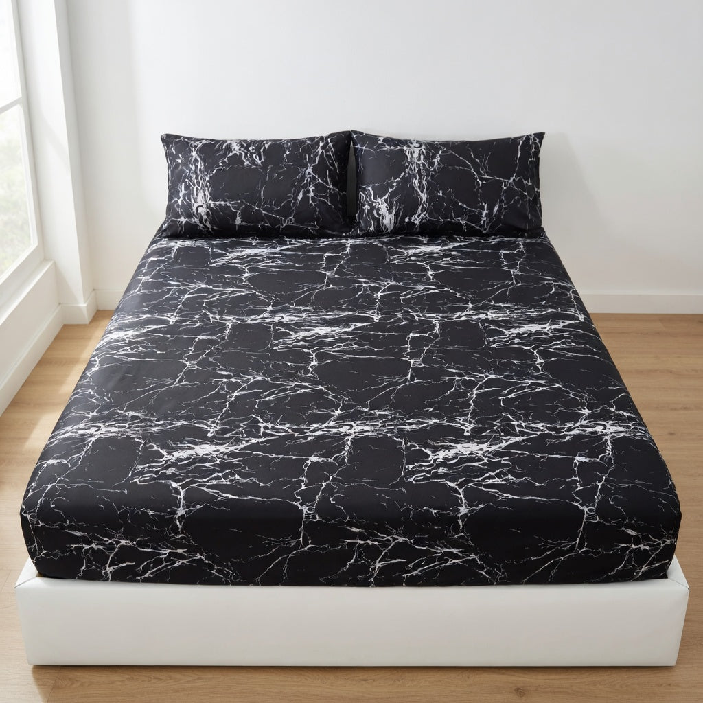 Drap Housse Polyester Motif Géométrique Confort Élégant