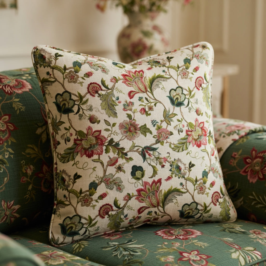 Housse de Coussin Plush Imprimée Florale pour Canapé Élégant