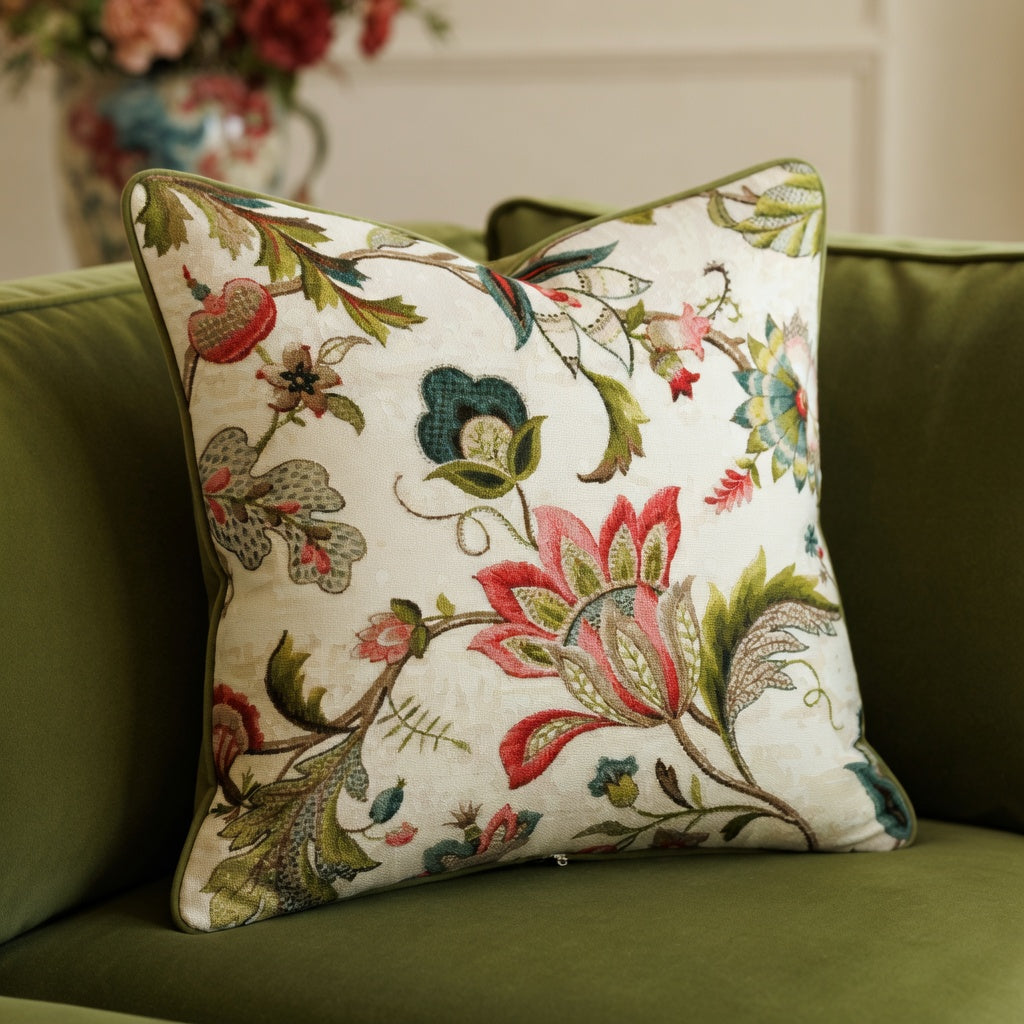 Housse de Coussin Fleurie en Peluche - Confort Luxueux au Quotidien