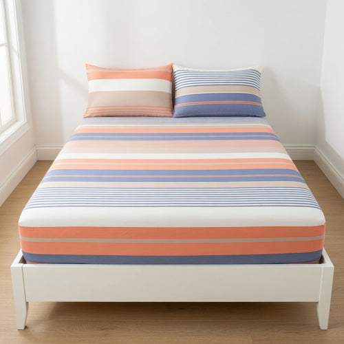 Drap Housse Coton - Rayé pour Sommeil Luxueux