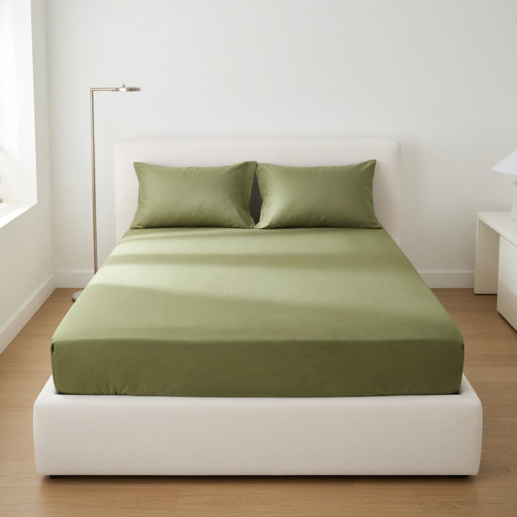 Drap Housse Vert Polyester Premium Ajustement Parfait et Douceur