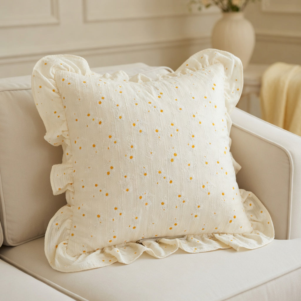 Housse de Coussin Fleuri en Coton Doux et Respirant