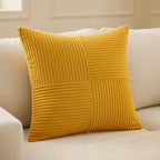 Housse de Coussin Corduroy Rayée Jaune