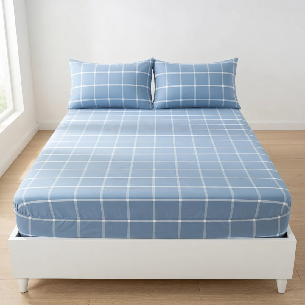 Drap Housse Coton - Imprimé Rayé Confort Absolu