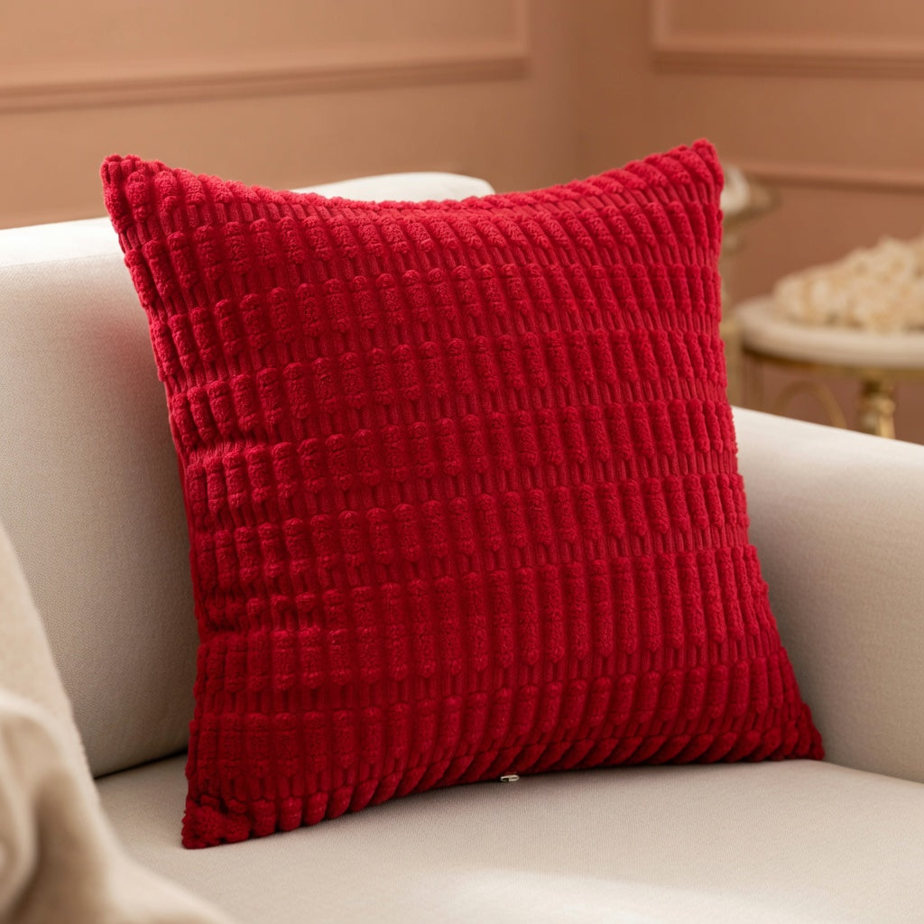 Housse de Coussin Velours Côtelé Boho Confort