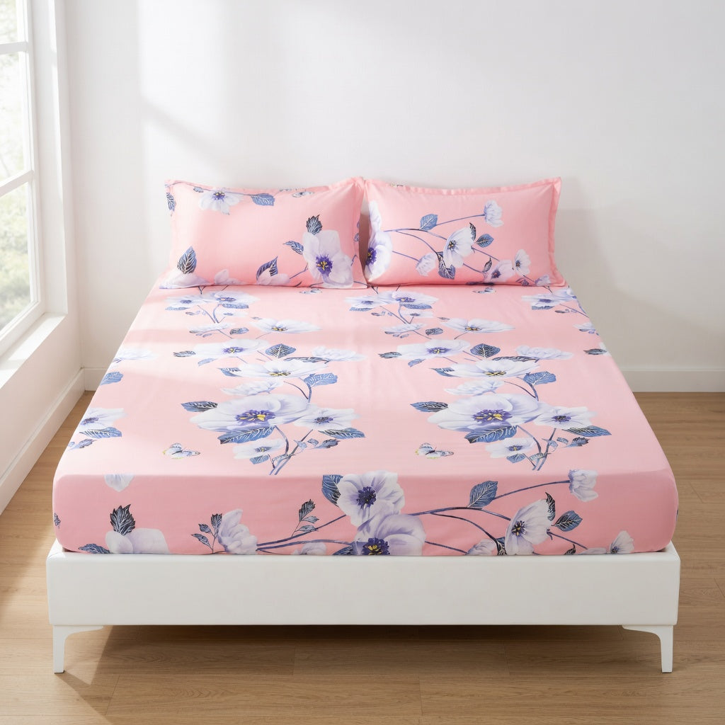 Drap Housse Fleuri Polyester Doux et Respirant
