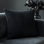 Housse de Coussin Rayée Coton Velours pour Canapé Élégant