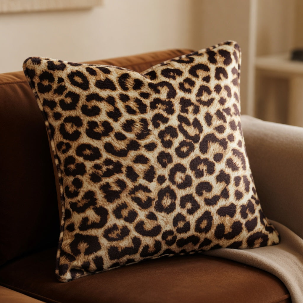 Housse de Coussin Léopard Polyester - Douceur et Raffinement