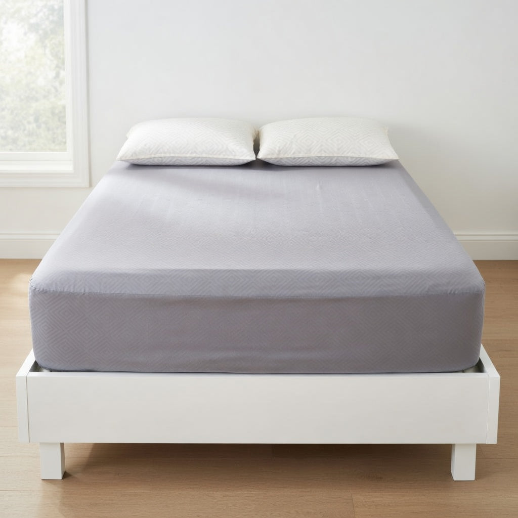 Drap Housse Gris Uni Coton Polyester Confort Premium