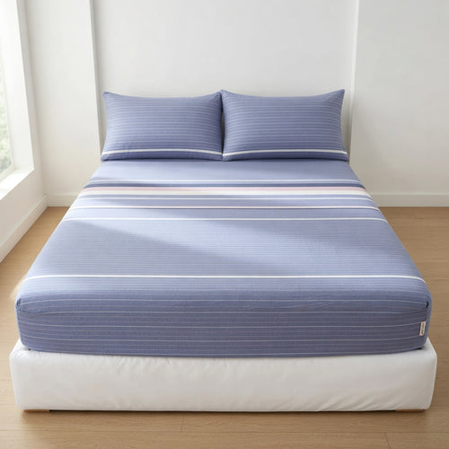 Drap Housse Coton Rayé pour Sommeil Doux et Luxueux