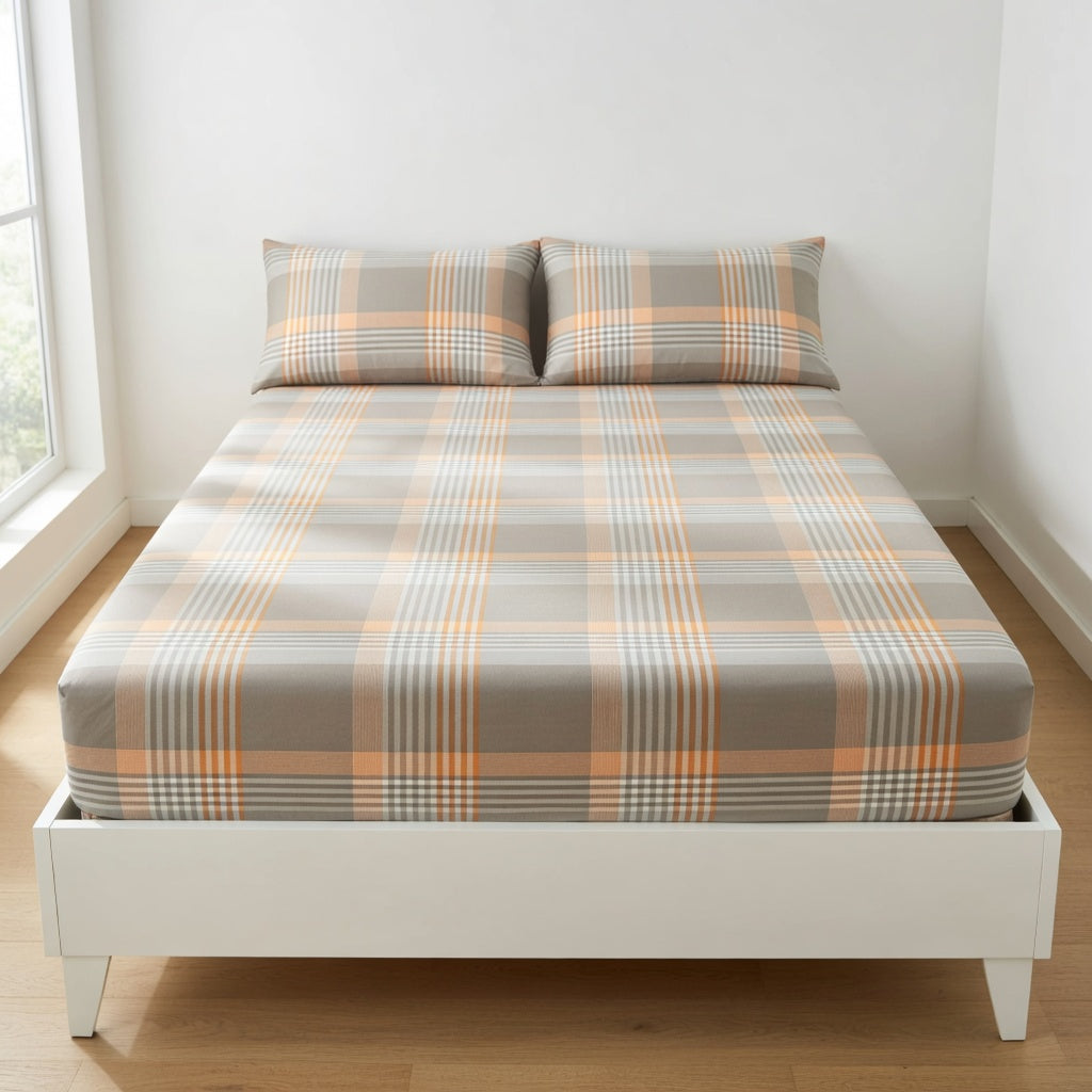 Drap Housse Coton Rayé Confort Premium pour Lit