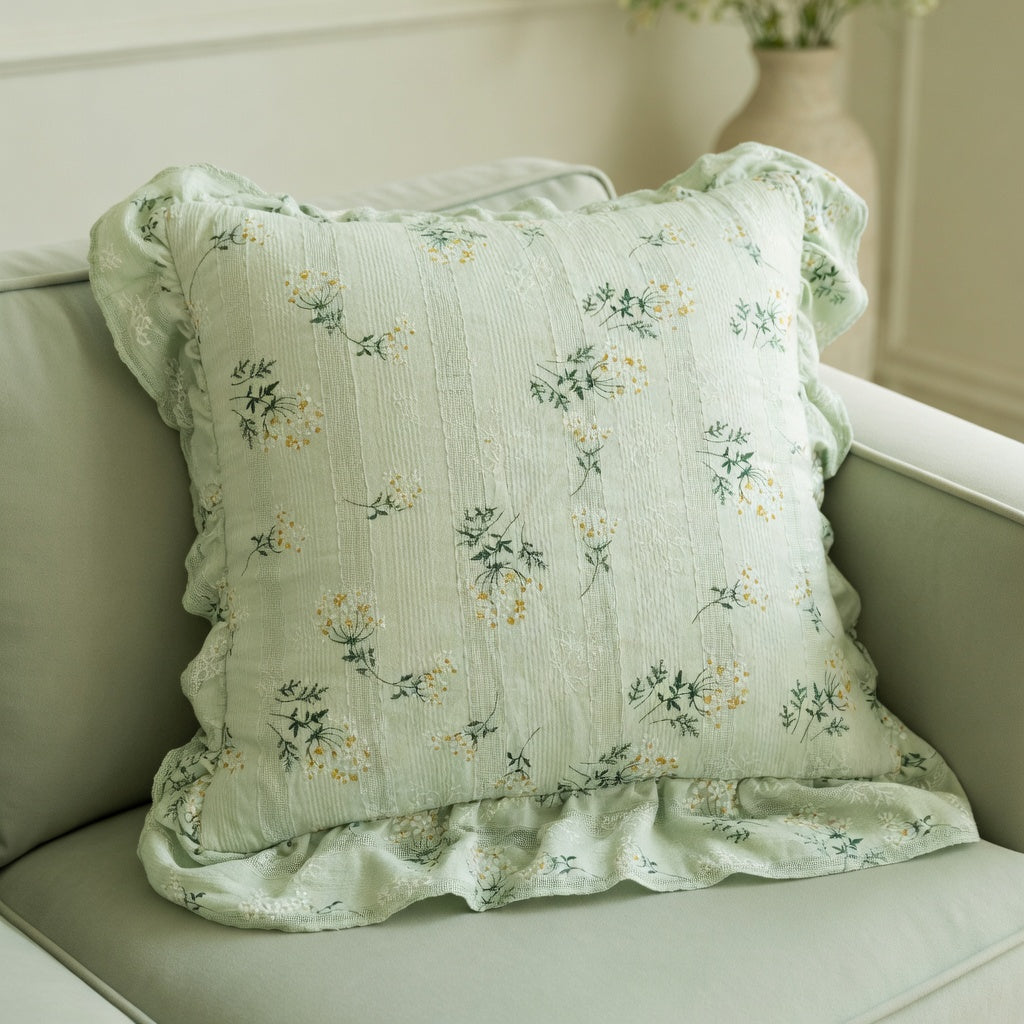 Housse de Coussin Fleuri en Coton Élégant
