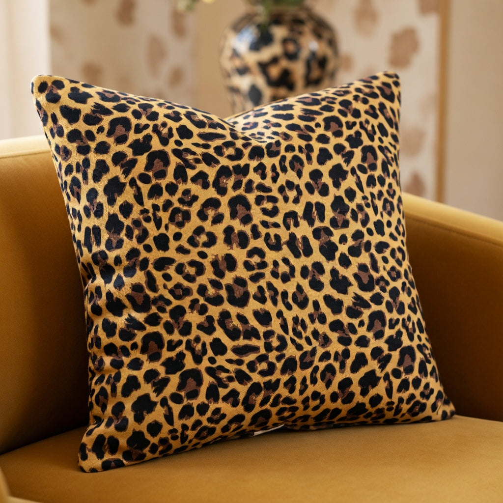 Housse de Coussin Léopard Polyester pour un Intérieur Raffiné