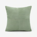 Housse de Coussin Velours Côtelé Rayée Verte Premium