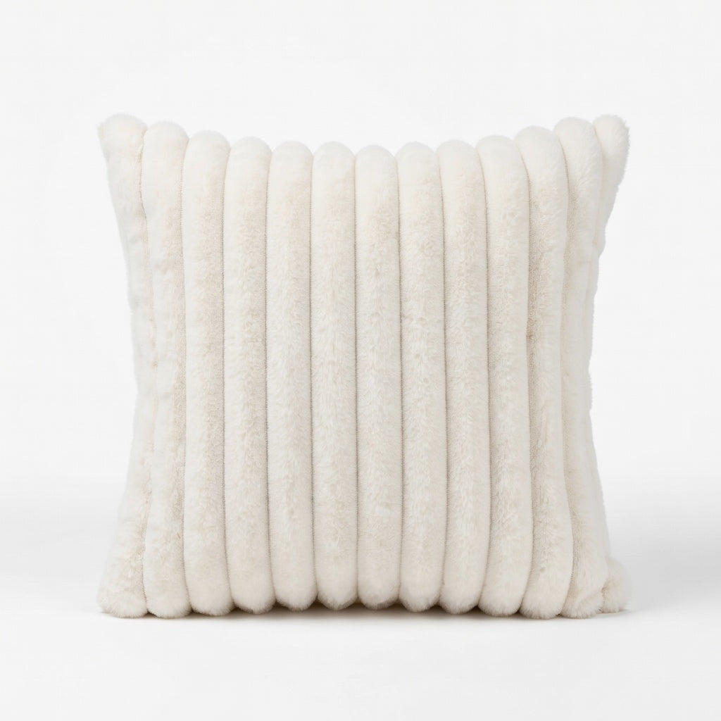 Housse de Coussin Tricotée Polyester Blanche