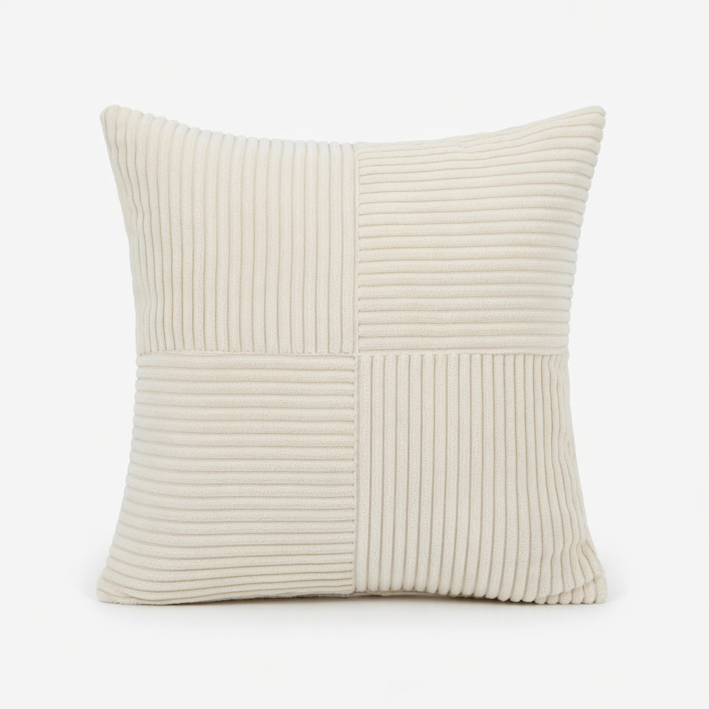 Housse de Coussin Rayée Velours Côtelé en Coton Premium