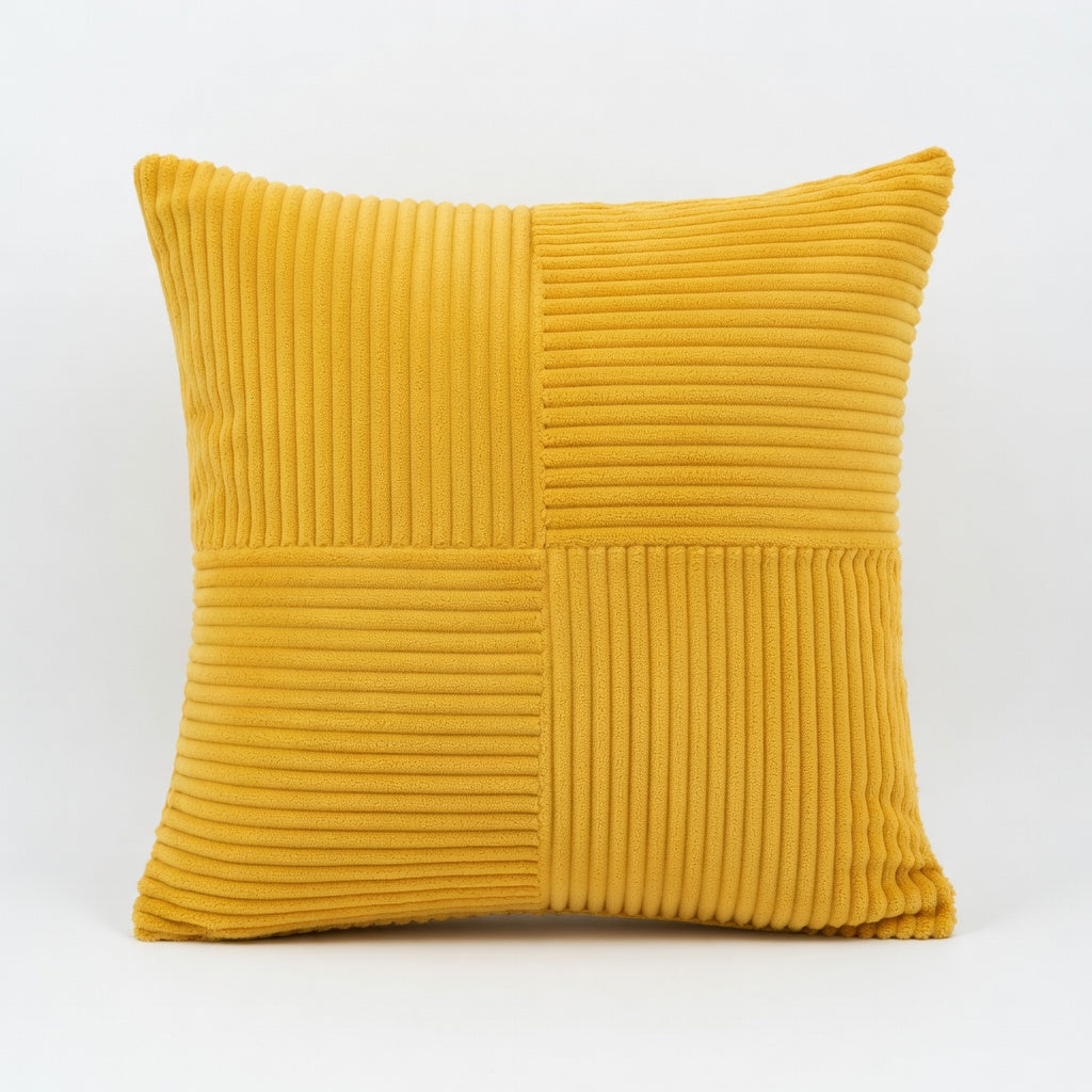 Housse de Coussin Corduroy Rayée Jaune