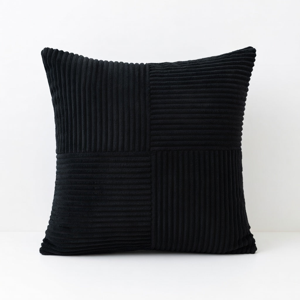 Housse de Coussin Rayée Coton Velours pour Canapé Élégant