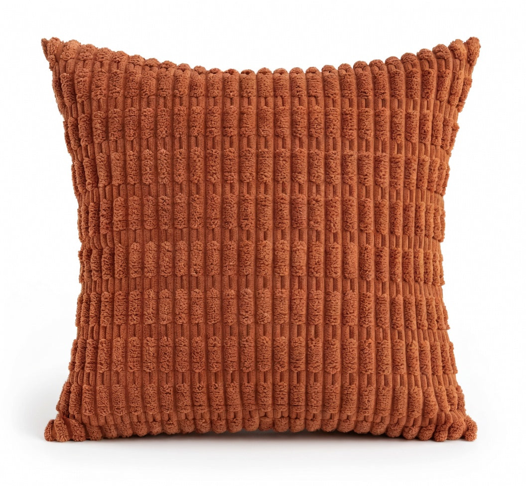 Housse de Coussin Corduroy Terracotta Douce et Chic