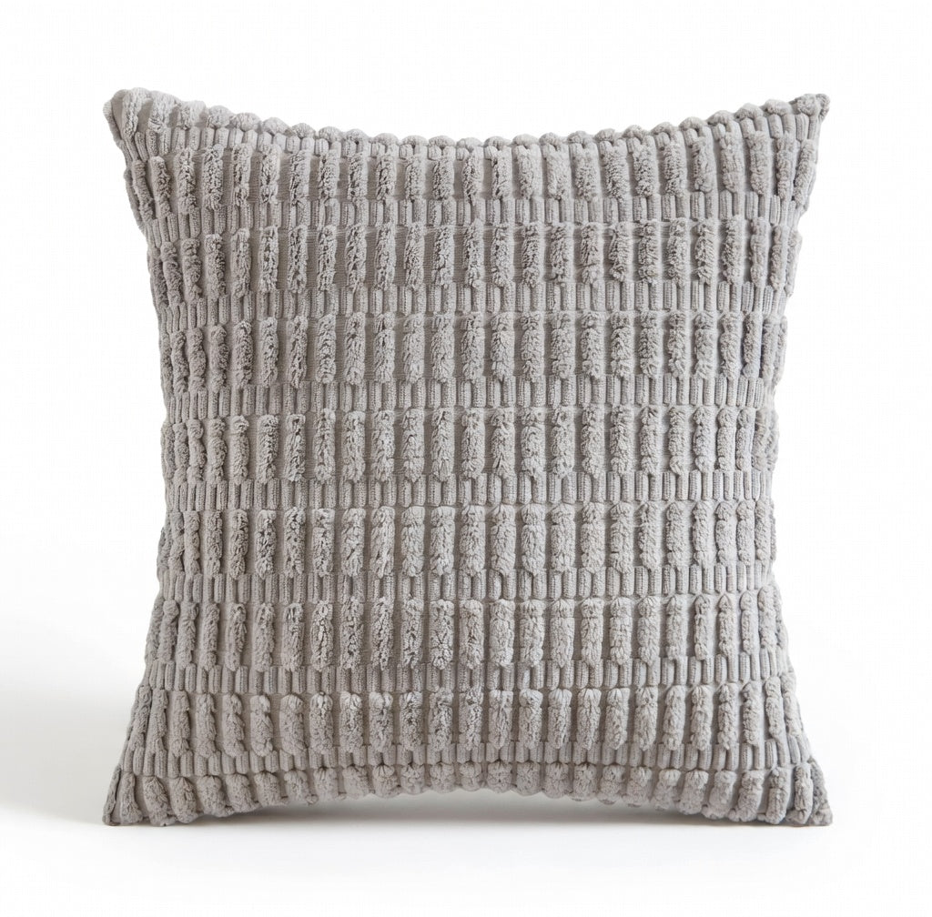 Housse de Coussin Velours Côtelé Douceur Grise