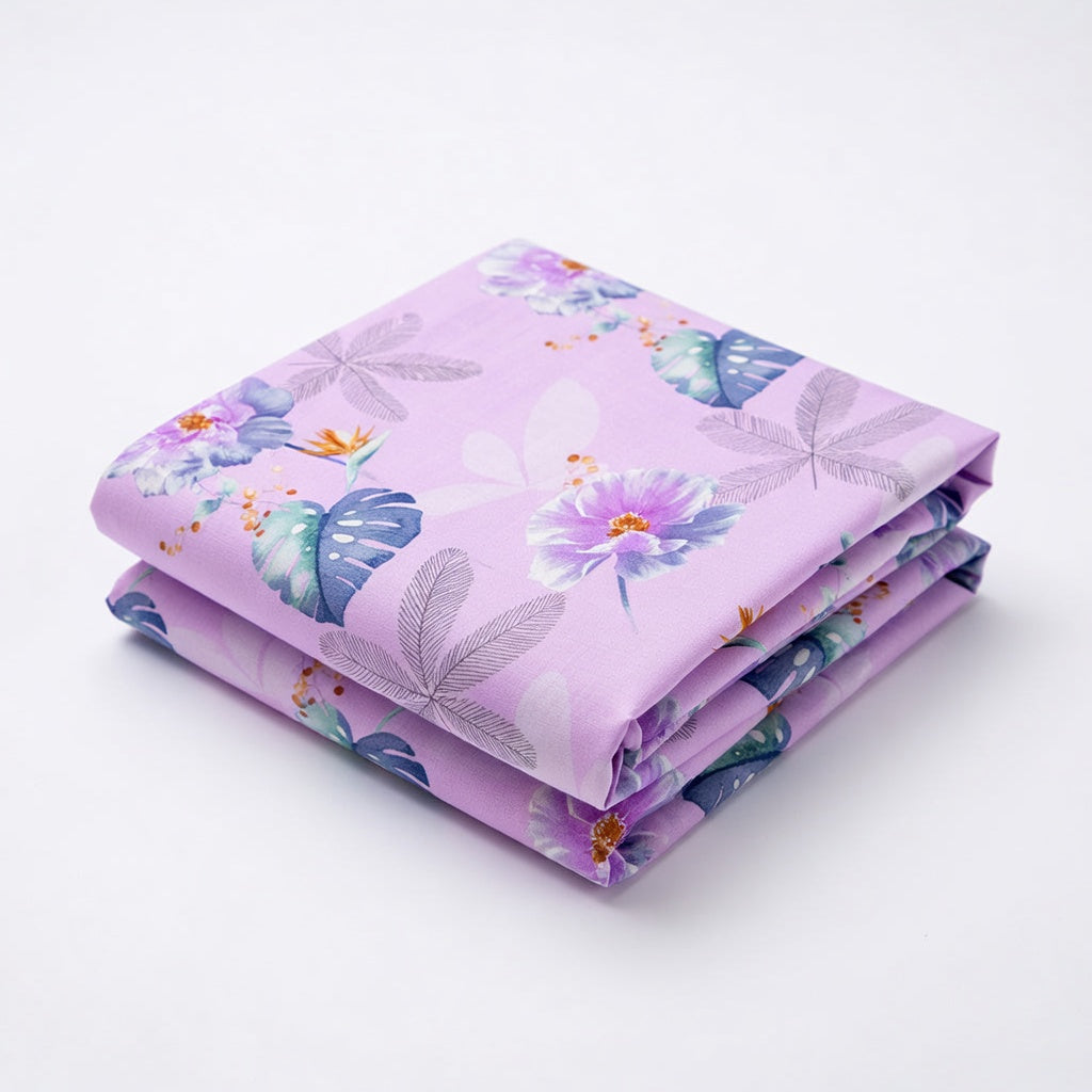 Drap Housse Fleuri Violet Doux et Respirant pour Lit