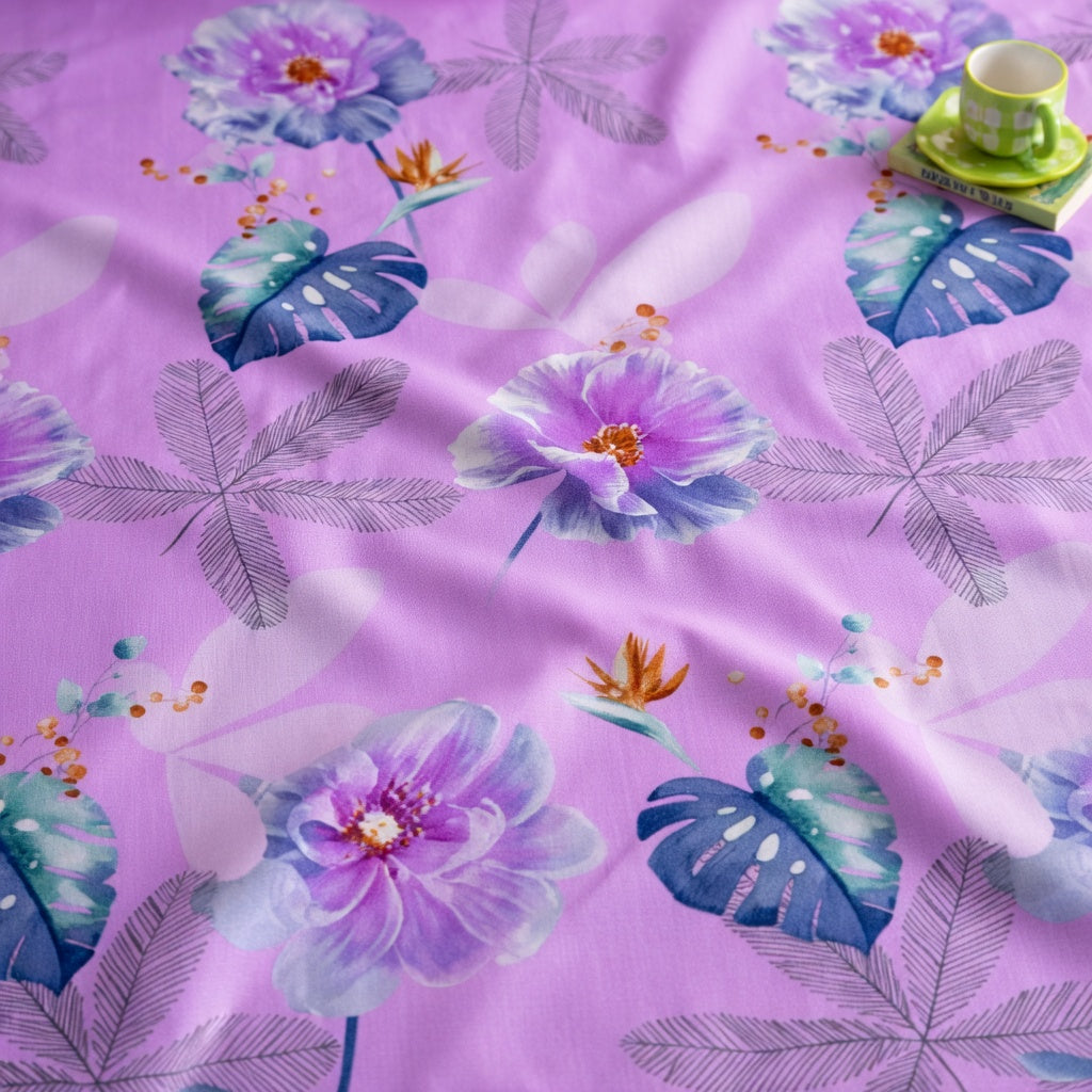 Drap Housse Fleuri Violet Doux et Respirant pour Lit