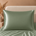 Taie d'Oreiller Vert Foncé en Soie de Mûrier