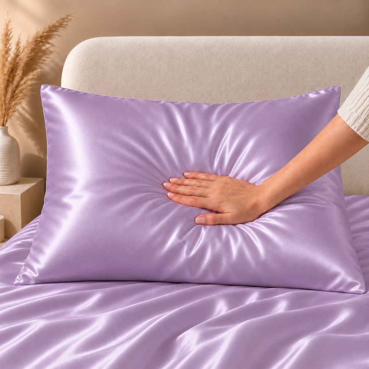 Taie d'Oreiller Violette en Soie de Mûrier
