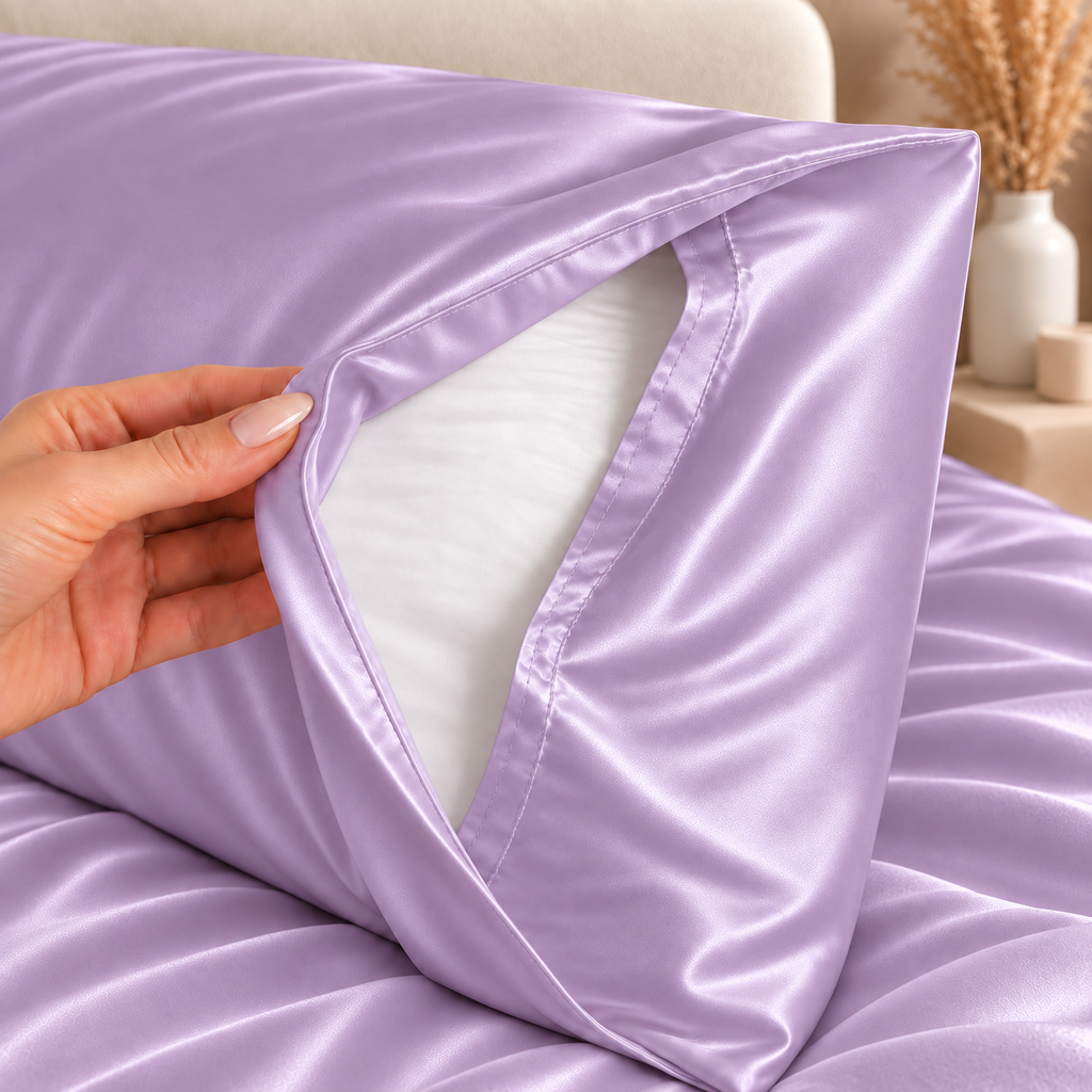 Taie d'Oreiller Violette en Soie de Mûrier