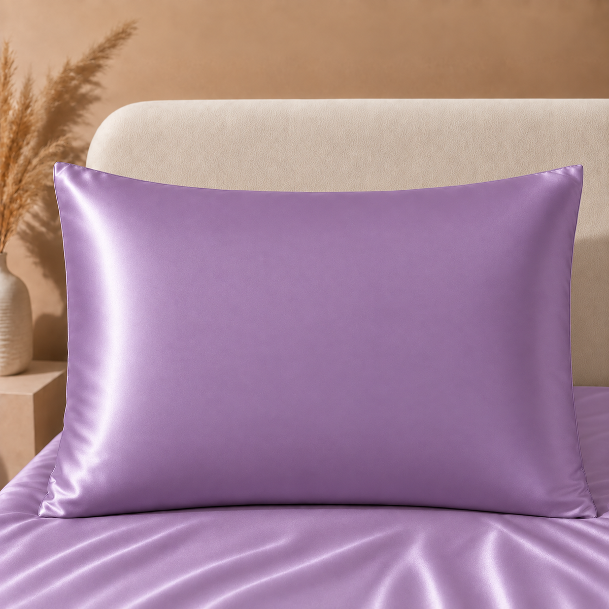 Taie d'Oreiller Violette en Soie de Mûrier